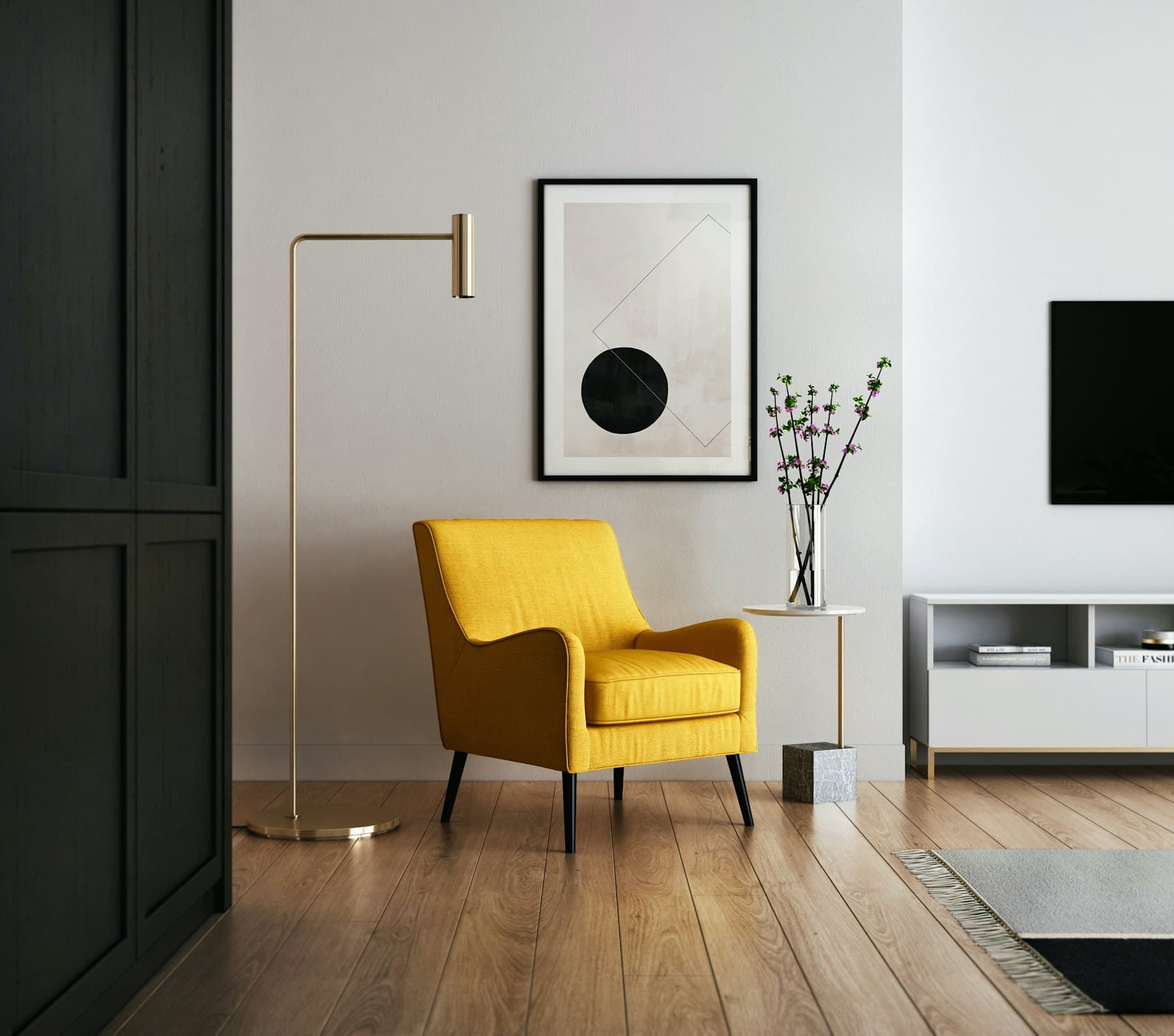A bright, freshly cleaned living room